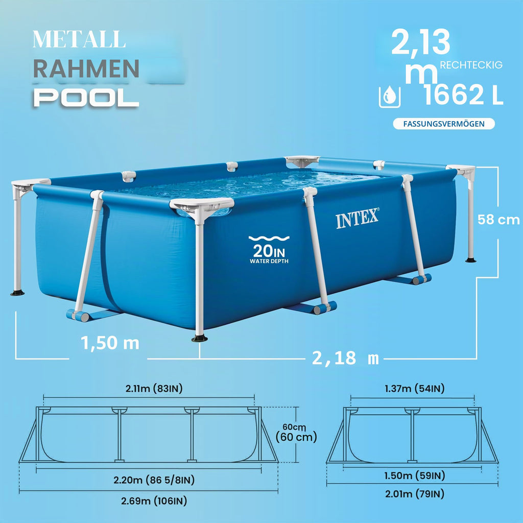 INTEX Metal Frame" Pool rechteckig Aufstellpool