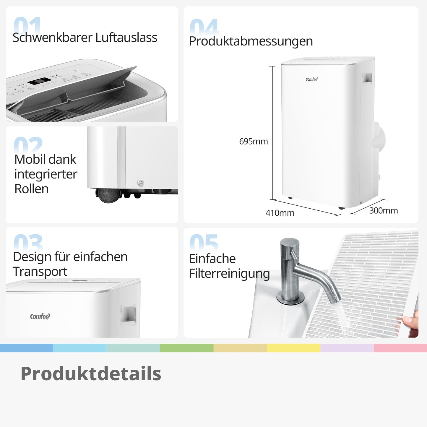 Comfee Mobiles Klimagerät Breezy Cool Pro 2.6,9000 BTU 2,6kW