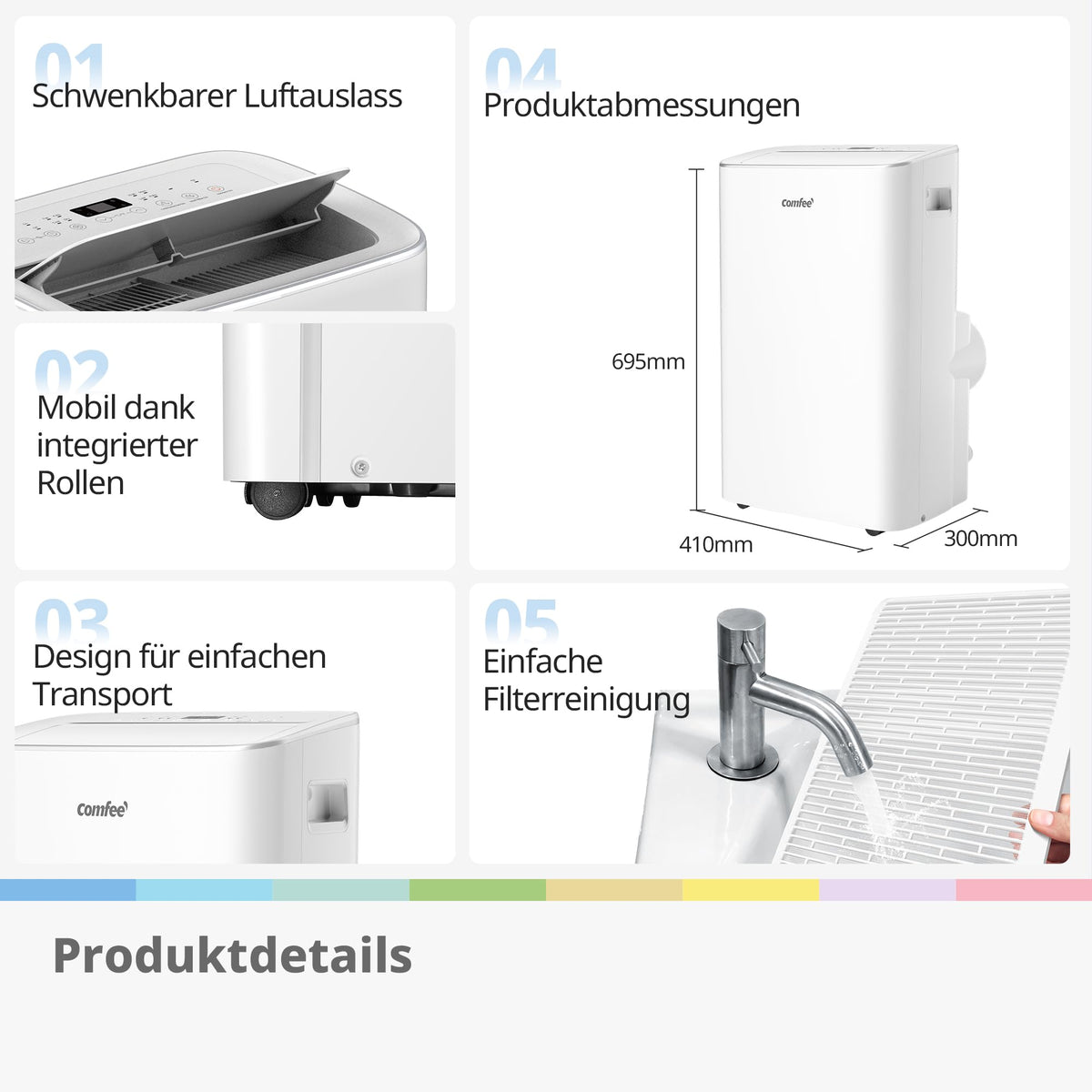 Comfee Mobiles Klimagerät Breezy Cool Pro 2.6,9000 BTU 2,6kW