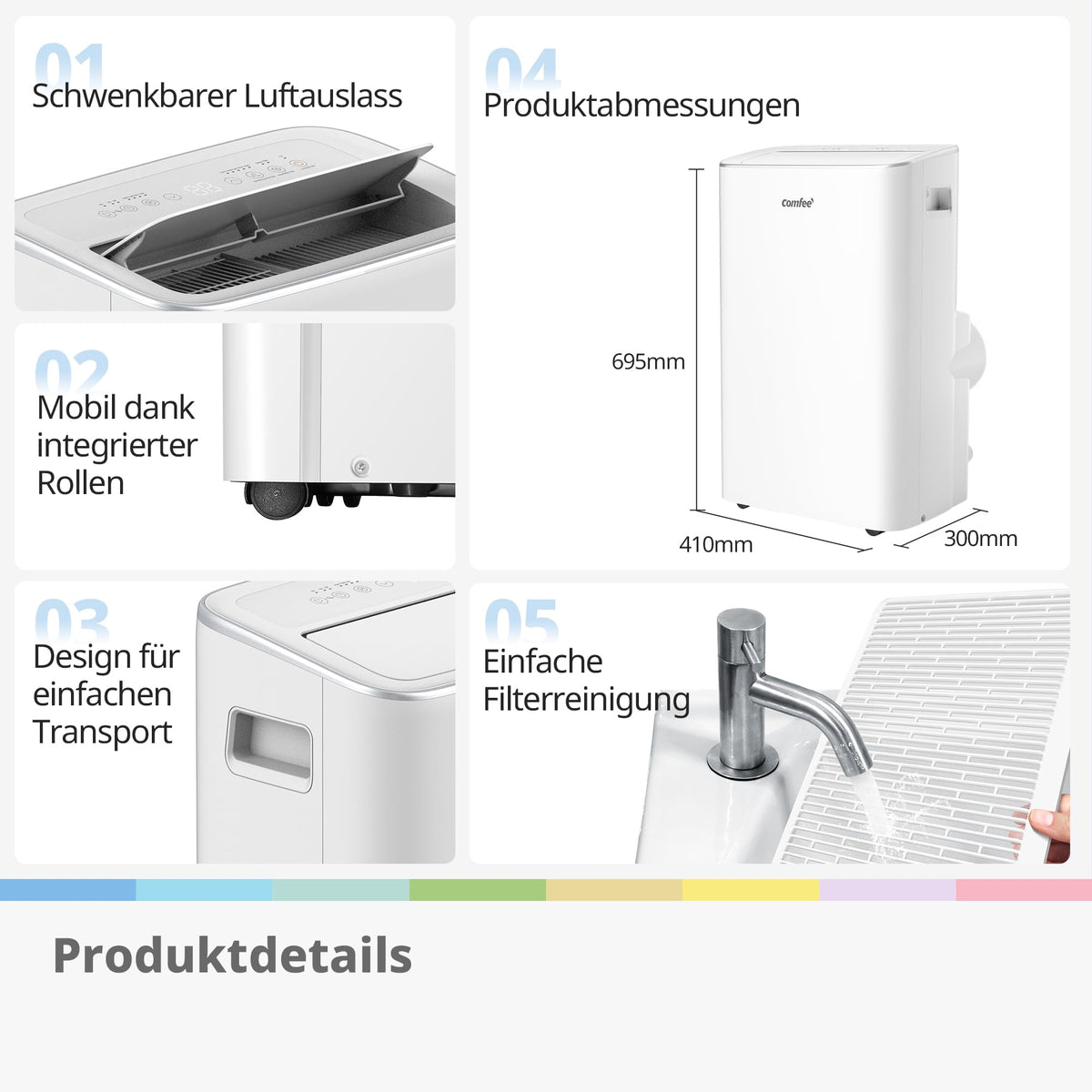 Comfee Mobiles Klimagerät Breezy Cool Pro 2.6,9000 BTU 2,6kW